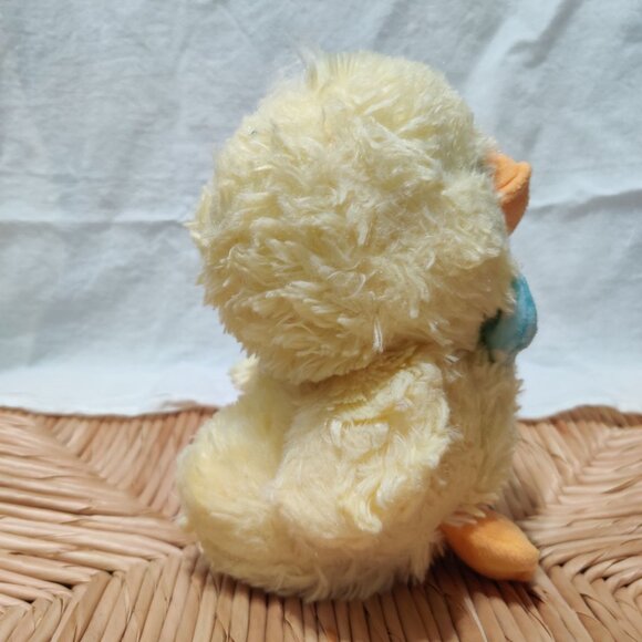 Hugfun Yellow Duck Plush 7" Blue Polka Dot Bow Tie Easter Chick Stuffed Animal - Picture 3 of 6